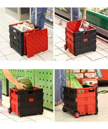 Cart Two-Wheeled Collapsible Handcart with Blue Lid Rolling Utility Cart with Seat Heavy Duty Lightweight - Buy Online on GoSupps.com