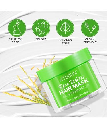 Rice Water Hair Mask for Dry Damaged Hair - Repair & Growth Treatment for All Hair Types | Essential Oils & Biotin Deep Conditioning - Buy Online on GoSupps.com