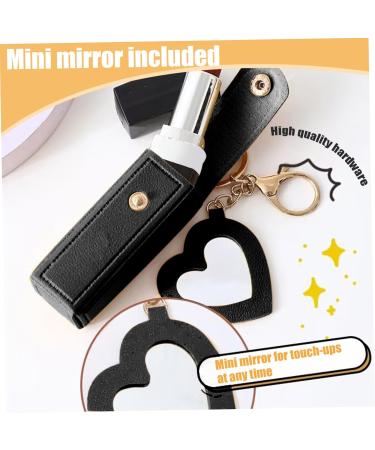 Buy Stylish Lipstick Holder & Case Set - 2PCS with Heart Mirror | Portable Lip Balm Keyring Sleeves - Perfect Gift for Women & Girls - Black & White - Buy Online on GoSupps.com