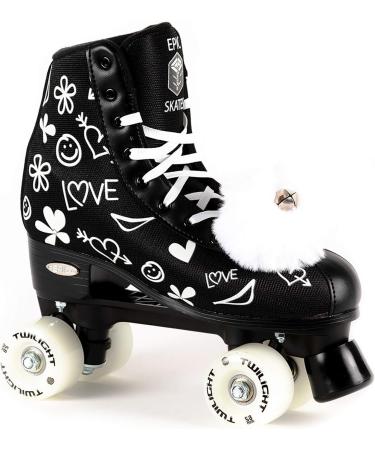 Epic Skates Womens Luv Quad Roller Skates - Black/White - Size US 7/EU 37.5 - Buy Online on GoSupps.com