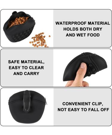 Silicone Dog Treat Pouch - Portable Training Bag for Dog Food & Snacks (Black) - Buy Online on GoSupps.com