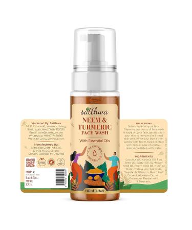 Buy Satthwa Organic Neem & Turmeric Face Wash for Acne & Pimples - Oil Control & Skin Soothing 125ml | Best International Shipping - Buy Online on GoSupps.com