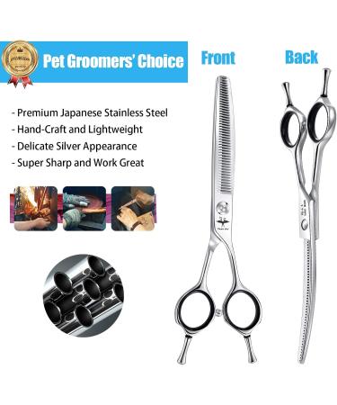 Purplebird 6.5-Inch Curved Fur Scissors - Japanese Stainless Steel for Dog & Cat Grooming - Buy Online on GoSupps.com