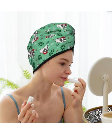 Hair Towel Wrap | Quick-Dry Hair Drying Turban with Button - Christmas French Bulldog Design - Buy Online on GoSupps.com