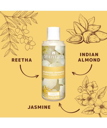 Orienta Natural Hair Shampoo - Jasmine & Indian Almond | Vegan Sulfate & Paraben-Free | Anti-Hair Loss & Scalp Itching | Moisture & Volume | 210ml - Buy Online on GoSupps.com