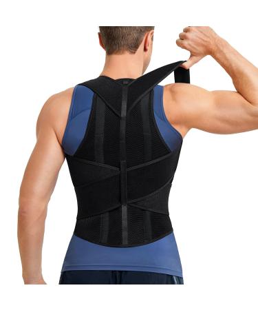 SOLCYSX Back Straightener Posture Corrector for Men-Adjustable Scoliosis Back Brace for Posture Hunchback Corrector-Relief Lower Back Shoulder Neck Pain Medium Black
