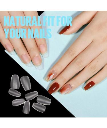 TOMICCA Short Coffin Nail Tips 360PCS - Soft Gel Full Cover Matte Clear False Acrylic Nails Kit - Buy Online on GoSupps.com