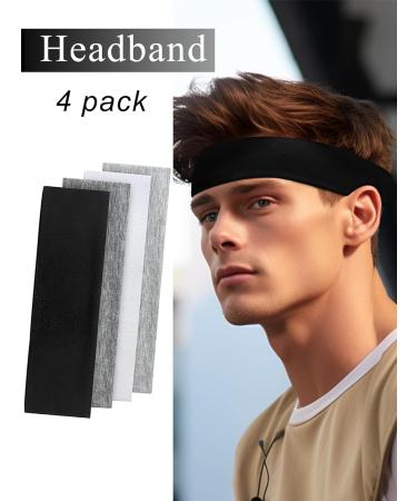 BELEVO 7cm Headband Headbands For Women Black Head Band Elastic Head Bands Soft Hair Bands For Men And Women For Sports Yoga And Exercise Black White Grey - Buy Online on GoSupps.com