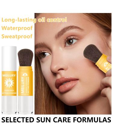 Buy Sunscreen Setting Powder SPF 35 - Mineral Brush Powder for Oil Control & Natural Matte Finish | Lightweight Translucent Loose Powder for All Skin Types - Buy Online on GoSupps.com