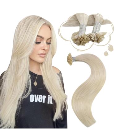 Moresoo bonding extensions real hair blond keratin bonding 45cm u tip extensions real hair 1g/s pre bonded keratin bonding extensions real hair #60 Platinblond 50g 45cm 2.U-tip #60