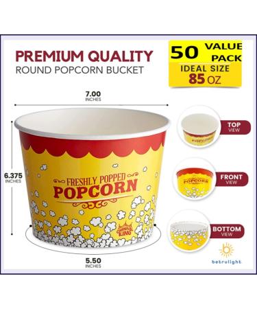 BETRULIGHT 85 Oz Kraft Popcorn Buckets Large (50 Pack) Grease proof Popcorn Boxes Dated Style Popcorn Bowls Disposable Reusable Circus Fundraisers Carnivals & Concession Stands (50) - Buy Online on GoSupps.com