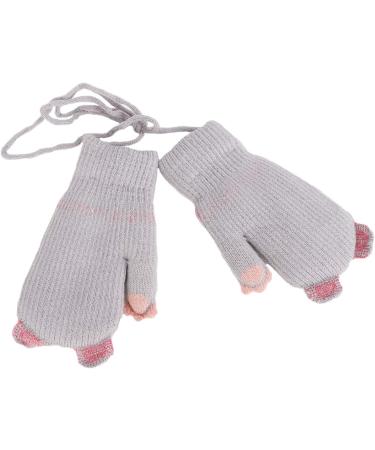 Kids Toddlers Knitted Gloves Mittens with String | Boys Girls Magic Stretch Mittens | Thick Fleece Lined Baby Infant Winter Warm Mittens | Cartoon Cosy Full Finger Gloves | Xmas Gift | Ages 0-3 | B-grey - Buy Online on GoSupps.com
