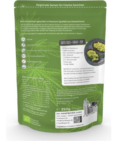 Premium Organic Hanfbayer Hemp Seeds 350g | Vegan Superfood Rich in Protein Omega-3 & Magnesium | Includes Delicious E-Recipes - Buy Online on GoSupps.com