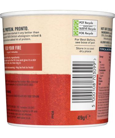 Quaker Oat Protein Original Porridge Pots 6 x 49g - High-Protein Breakfast Instant Oats - Buy Online on GoSupps.com