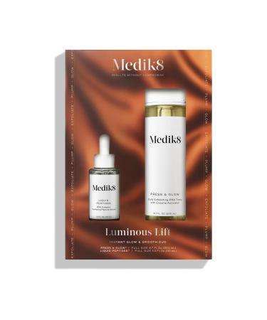 Medik8 Luminous Lift Kit - Face Toner for Women and Men - Peptide Face Serum - Age-Defying Serum - Hydrating Toner for Refreshed Skin - 2 pc White
