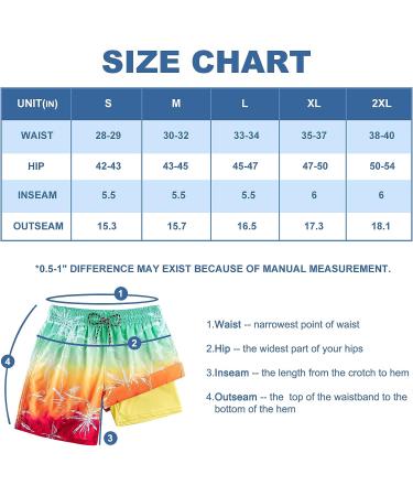 Cozople Men's Swim Trunks w/ Compression Liner - Quick Dry Lightweight Shorts - Rainbow Palm Tree - Large - Buy Online on GoSupps.com