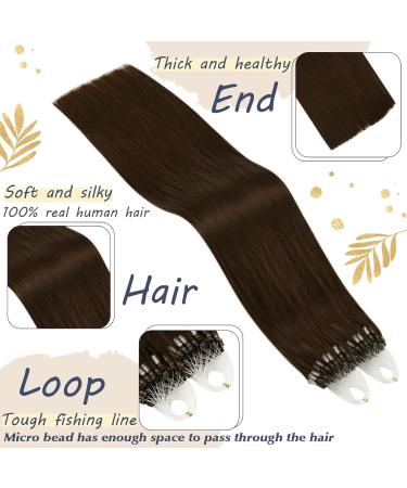 Ugeat Micoring Extensions - Brown Real Hair Cold Fusion Micro Loop - 50cm 50 Strands (#4 Chocolate Brown) - Buy Online on GoSupps.com