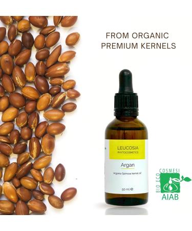 Leucosia Argan Oil - Organic Argan Oil for Hair Body Face Nails - 100% Pure and Organic Argan Oil - Certified Argan Oil 50 ml - Buy Online on GoSupps.com