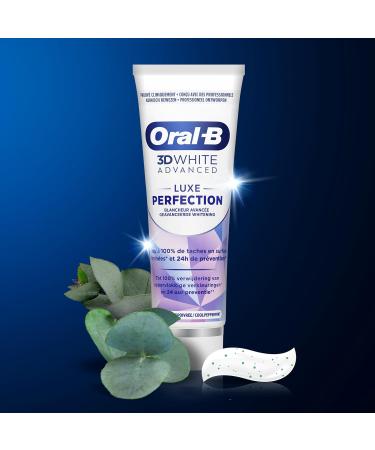Oral-B 3D White Advanced Luxe Perfection Toothpaste With Whitening Technology To Remove Surface Stains Mint Flavour For Daily Brushing Pack Of 3x75ml - Buy Online on GoSupps.com