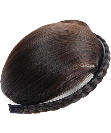 Headbands Braid Headband Single Braided Dark Brown Fringe Headband with Bangs Realistic Instant Hair Bangs Fringe Bangs Hair Clip for Women Girls - Buy Online on GoSupps.com