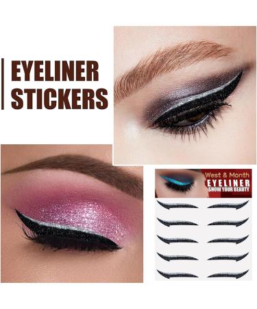 Glitter Eyeliner Stickers | Instant Self Adhesive Eyeliner Stencil 5 Pairs | Glitter Effect Adhesive Eyeliner Stickers Wobblo Silver (Pairs) - Buy Online on GoSupps.com