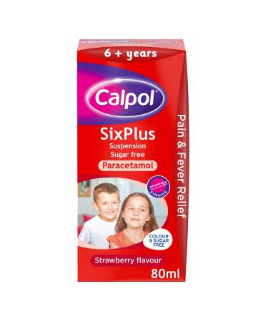 Calpol SixPlus Suspension Sugar Free Strawberry Flavour 6+ Years 80 ml
