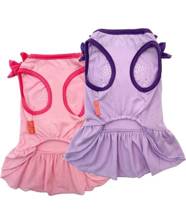 KYEESE 2Pack Dog Dresses Princess Bowtie Sundress for Small/Medium Dogs - Purple+Pink - Buy Online on GoSupps.com