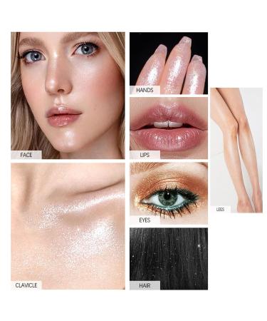 Highlighter Makeup Powder | Multi-Use Peach Shimmer & Body Glitter Puff for Diamond Glow - Buy Online on GoSupps.com