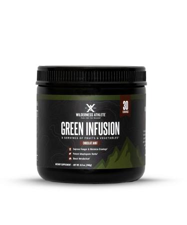 Wilderness Athlete - Green Infusion | Supergreen Superfood Power Greens Powder - Wheatgrass Powder with Astragalus Root Green Tea Extract & Chlorella - 30 Serving Tub (Chocolate Mint)