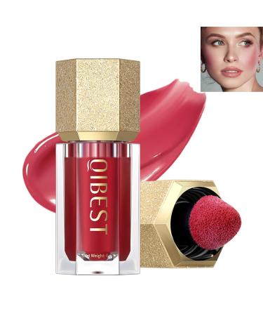 Rosarden Face Blush Liquid  Matte Blush Stick for Cheeks Red Blush With Bulit-in Puff   Cream Liquid Blush Makeup  Quick-Drying Soft Cream Face Blush Long Wearing Smudge Proof Face Blush Stick for Cheek Strawberry Red