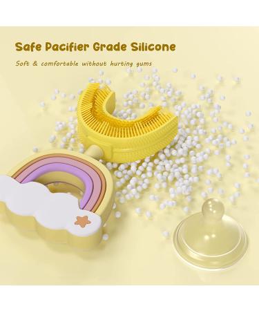 Kids U-Shaped Toothbrush with Soft Silicone Head | 360 Cleaning for Ages 6-12 | Yellow Rainbow Design - Buy Online on GoSupps.com