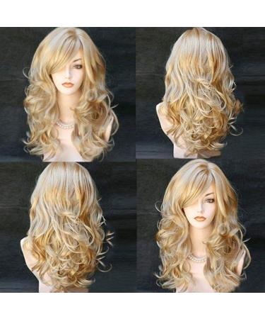 TIREOW Blonde Wavy Curly Long Wig for Women - Heat Resistant Fiber Costume Party Wig - International Shipping Available - Buy Online on GoSupps.com