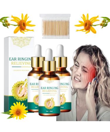RJDJ TinniClear Ear Drops TinniClear Tinnitus Relief Ear Drops Ear Ringing Treatment Oil Tinnitus Relief for Ringing Ears Natural Organic Herbal Drops to Ease Ear Ringing (3pcs)