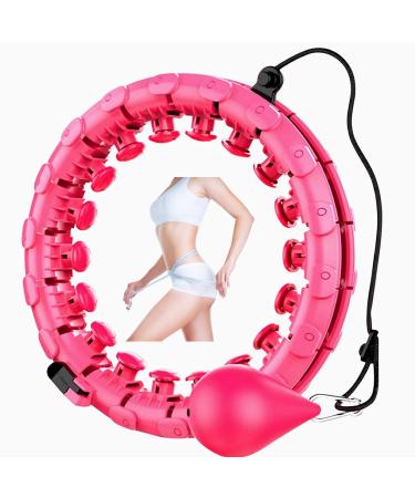 HOPECENTER Smart Weighted Hula Hoop for Adults and Children,24 Detachable Knots Auto-Spinning Ball Weighted Hula Hoops,2 in 1 Fitness Weight Loss and Massage. PINK