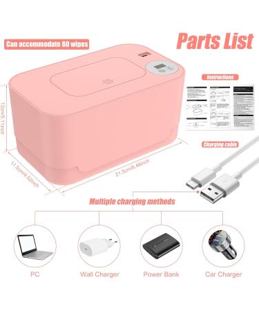Abizarch Baby Wipe Warmer with LED Light 40-55 C Adjustable Baby Wipe Warmer Dispenser Portable Wipe Heater Warmer USB Powered Wet Wipes Warmer Diaper Wipe Warmer Keeps Wipes Warm and Moist for Baby N Pink - Buy Online on GoSupps.com
