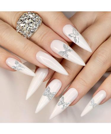 PAGOW 48 Pcs 3D Butterfly Nail Charms Crystals Rhinestones for Women Girl Nail Art DIY - Buy Online on GoSupps.com