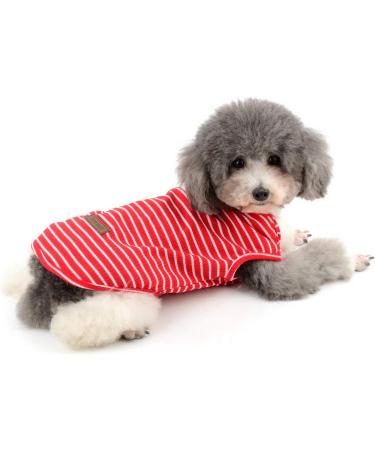 Zunea Striped Dog Shirt for Small Dogs & Cats - Soft Cotton Summer Vest Red Tank Top for Chihuahua & Pets (Size M) - Buy Online on GoSupps.com