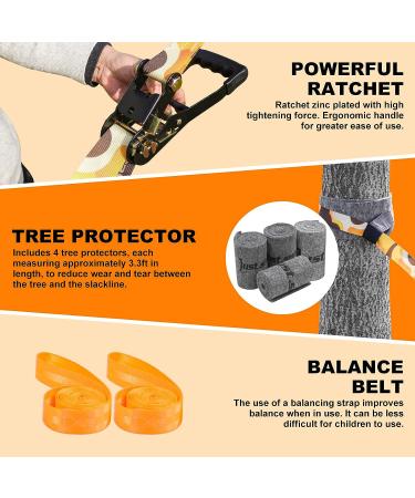 65ft Slackline Kit with Tree Protectors, Arm Trainer, and Carry Bag Fun Slacklining Set for Kids and Adults - Buy Online on GoSupps.com