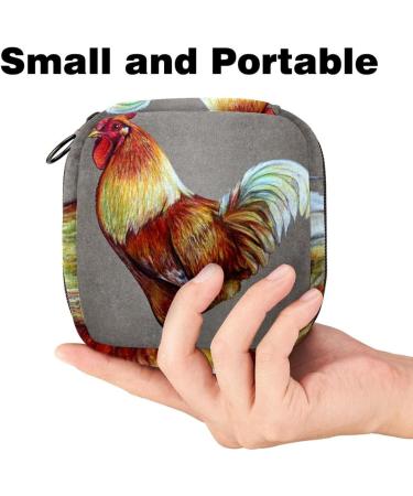 Menstrual Pad Bag with Zipper - Stylish Ladies Napkin Pouch & Tampon Collection Bag for Women & Girls (Animal Rooster Design) - Buy Online on GoSupps.com