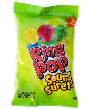 Ring Pop Sours/Surets 3 Pops- Pack of 4 Total of 12 Ring Pops - Buy Online on GoSupps.com