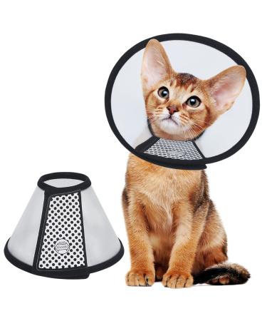 Vivifying Cat Cone, 3 Sizes of Adjustable Recovery Pet Cone Lightweight Plastic Elizabethan Collar for Cats, Kittens, Small Dogs and Rabbits M(Neck: 7.2-9.0 in)