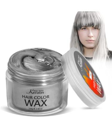 Hair color wax magic master keratin temporary hairstyle instant colored tone for men and women party festival cosplay (gray)