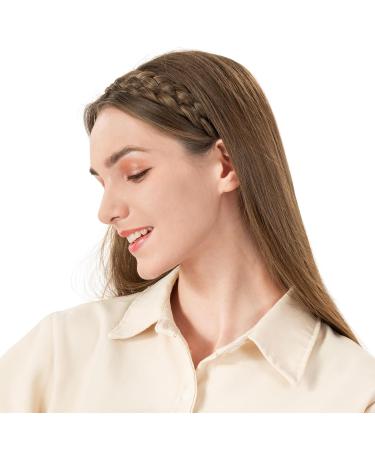 Bobiya 5 Strand Synthetic Hair Braided Headband - Classic Chunky Wide Braids for Women & Girls in Dark Brown | Elastic Stretch Hair Part - Buy Online on GoSupps.com