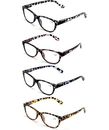 V.W.E. 4 Pairs Women Leopard Meow Reading Glasses - Fashionable Clear Lens Readers in Demi Tortoise - Assorted 1.75x Magnification - Buy Online on GoSupps.com