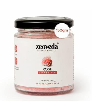 Organic Rose Face & Body Sugar Scrub for Deep Exfoliation | Removes Blackheads Whiteheads & Polishes Skin | Natural SLES Free & Paraben Free | Suitable for all Skin Type (150g)