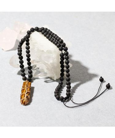 Spiritual Lava Stone & Obsidian Beaded Necklace with Tiger's Eye Tree of Life Pendant - Reiki Relaxation Gifts for Women - Buy Online on GoSupps.com