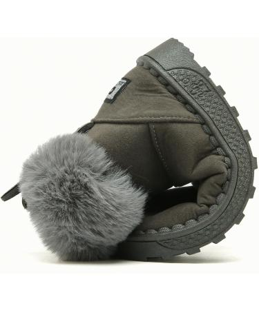 Yeeteepot Kids Winter Snow Boots - Baby Girls' & Boys' Warm Plush Booties, Anti-Slip Toddler Shoes, Size 7.5 UK, Grey - Buy Online on GoSupps.com