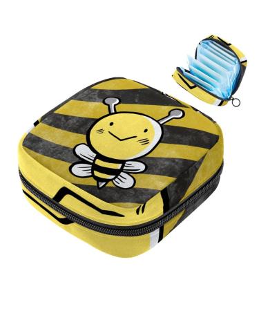 Portable women's binding-up bags menstrual cup pocket female menstrual pads bags for teenage girls tampons for the first period cute little bee black and yellow