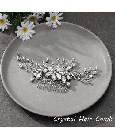 Unicra Crystal Wedding Hair Comb - Sparkly Rhinestone Bridal Headpiece for Women - A-Silver - Buy Online on GoSupps.com