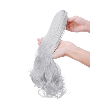 45cm Silver Gray Ponytail Extension - Heat Resistant Hair Piece with Clamp | Smooth & Wavy Styles - Buy Online on GoSupps.com